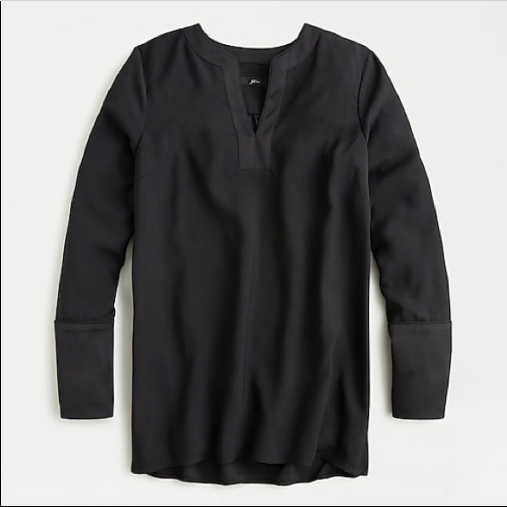 J Crew V-Neck Tunic in Satin-Backed Crepe